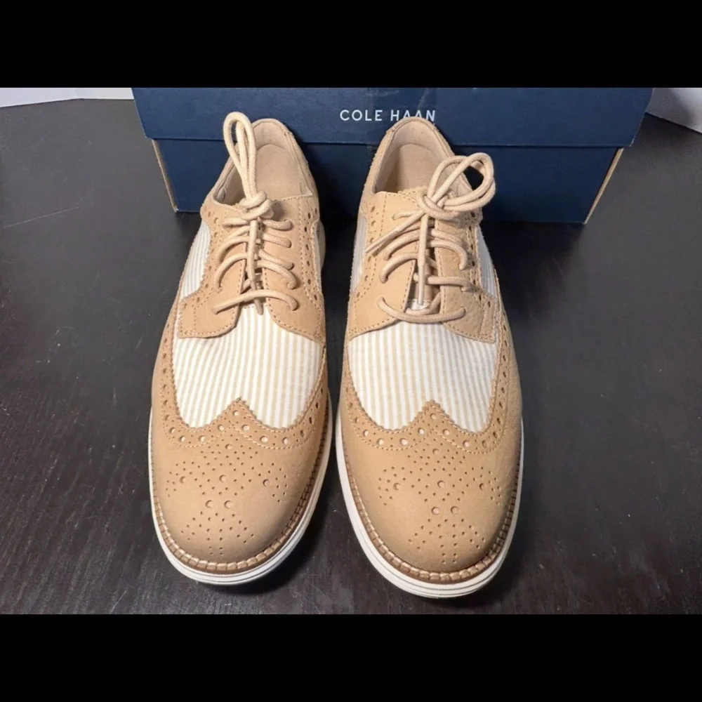 Cole Haan ØriginalGrand Remastered Longwing Oxford Shoes Sesame/Ivory Mens 8.5W
